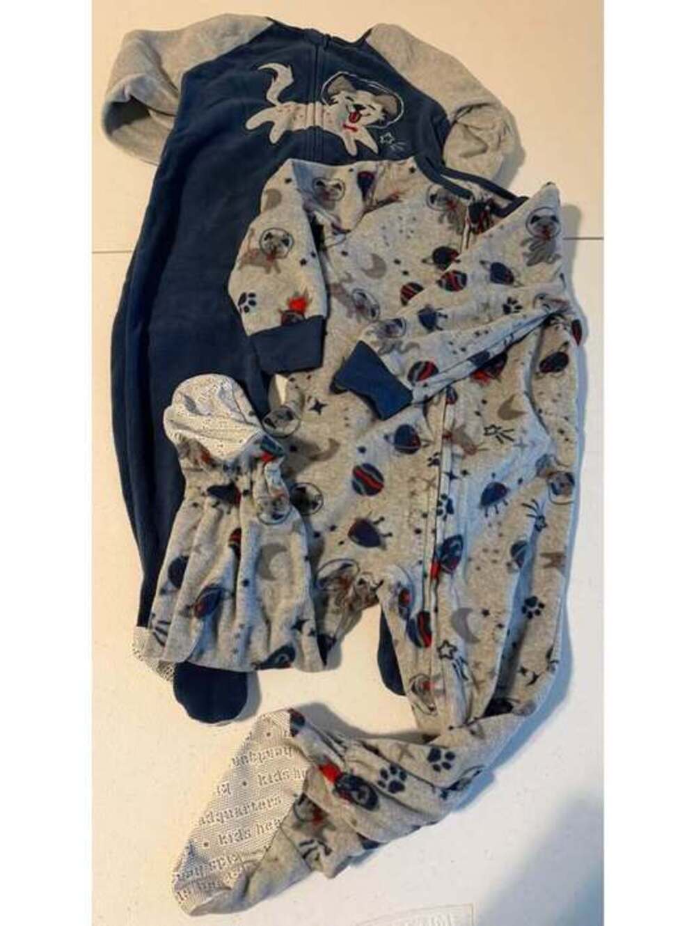 Kids Headquarters Fleece Footed Pajamas Set of 2 Space Dog